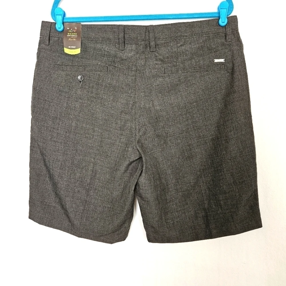 Greg Norman Shark Mens Gray Golf Shorts Flat Front Slim Fit Size 36 NWT
